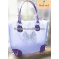 Soft Purple Jelly Plastic PVC Summer Beach bag with butterfly Printing